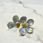 Aretes Acero Inoxidable Flor Bicolor