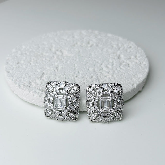 Aretes Rodio Cuadrados