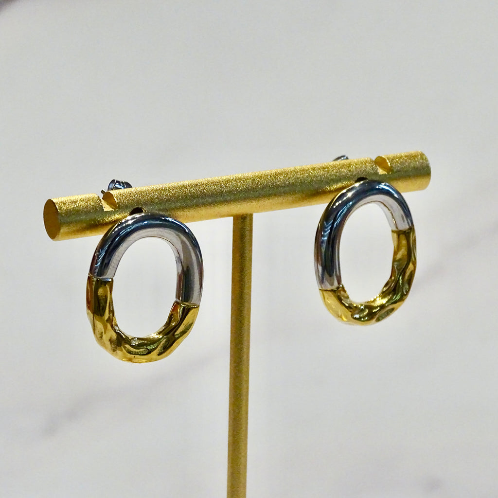 Aretes Acero Inoxidable Aro Bicolor
