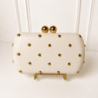 Bolsa Blanca Lisa Con Bolitas Doradas