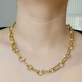 Collar Acero Inoxidable Eslabón y Aros Con Perlas