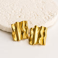 Aretes Acero Inoxidable Cuadro Ondulado Chico