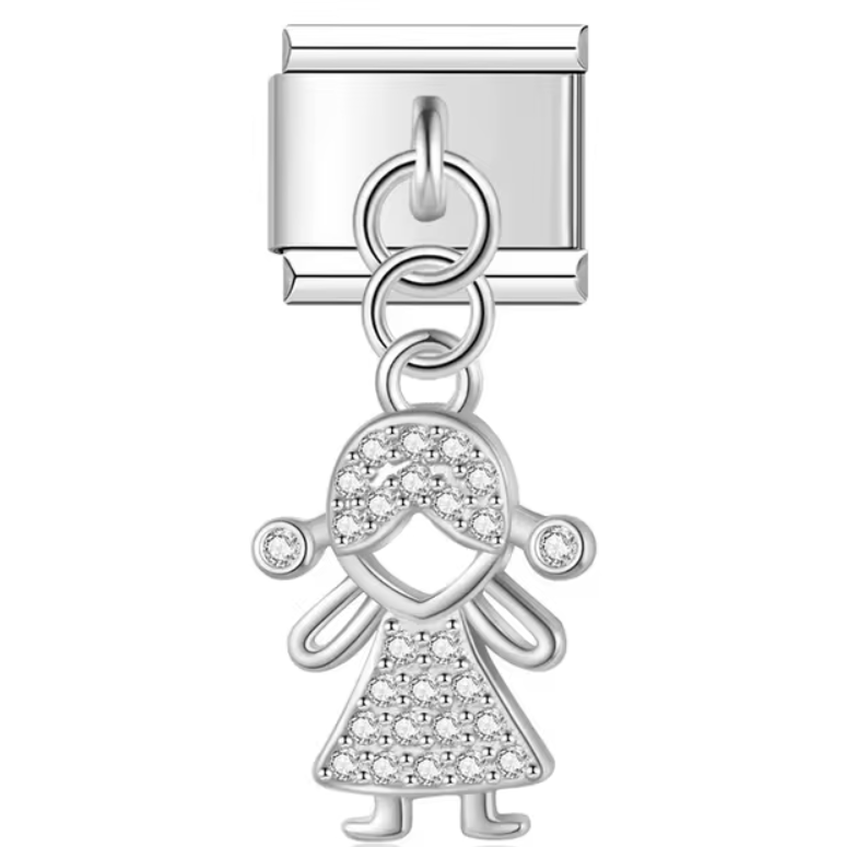 Charm Italian Bracelet Niña Colgante Zirconia