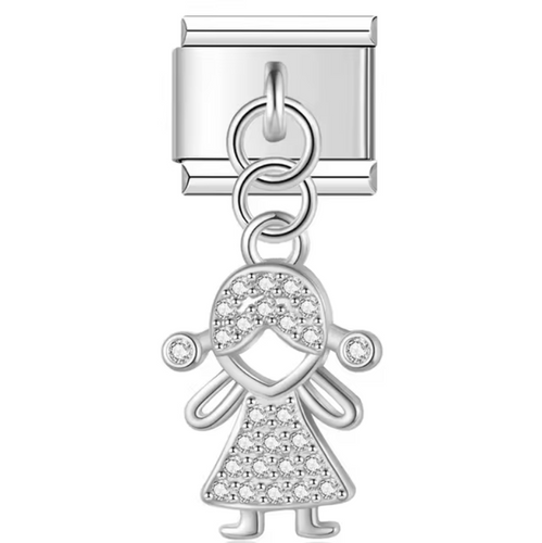 Charm Italian Bracelet Niña Colgante Zirconia
