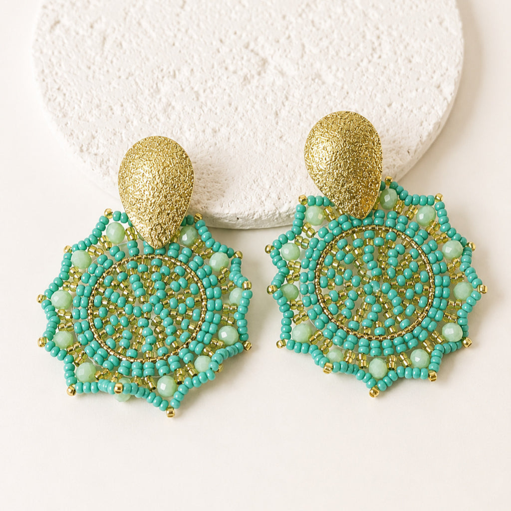 Aretes Chapa De Oro Gota y Mándala