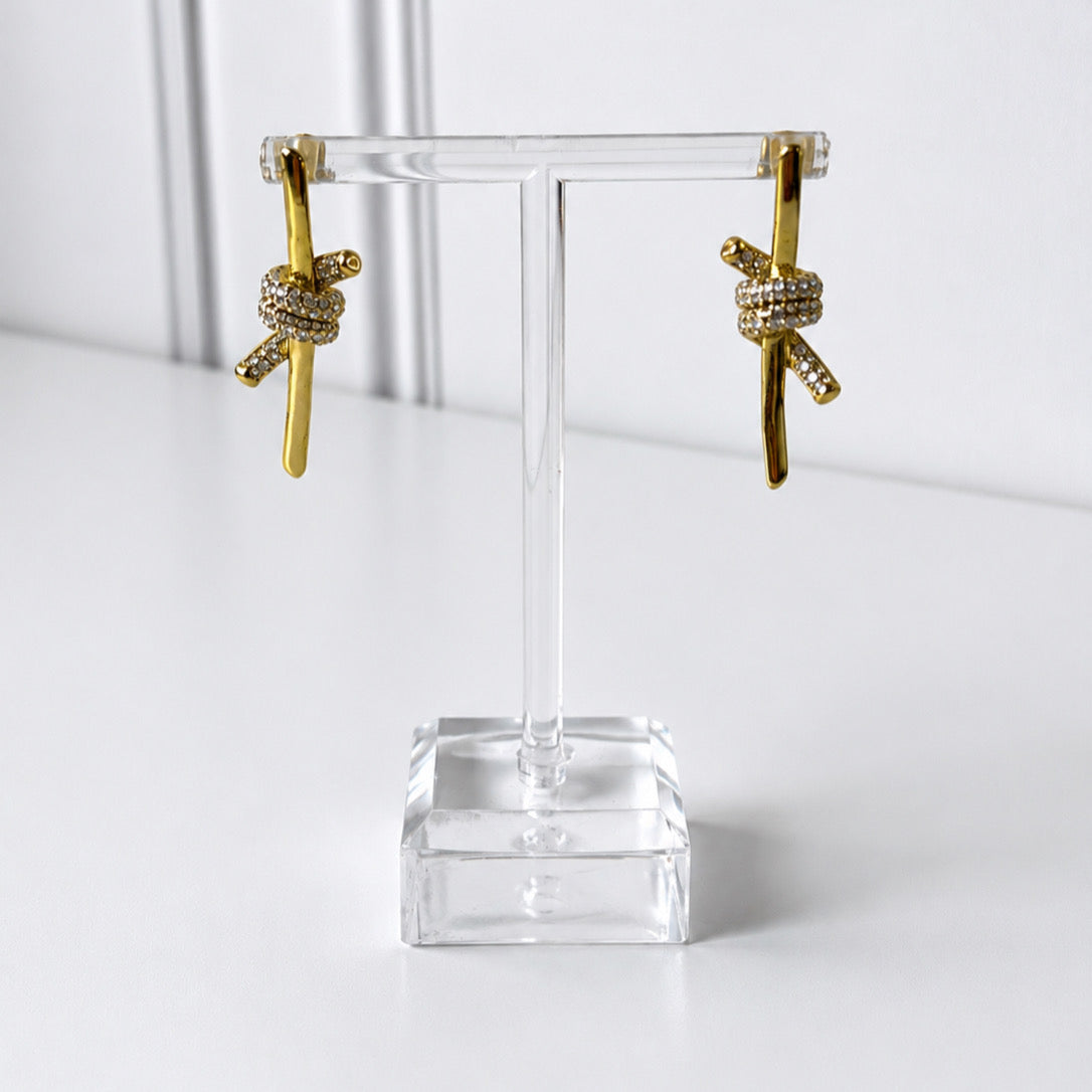 Arete Acero Inoxidable Bastones nudo con zirconia