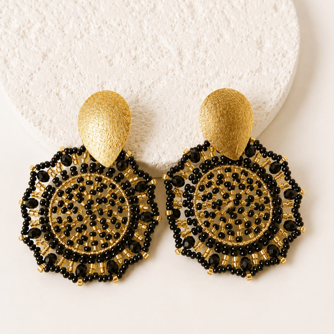Aretes Chapa De Oro Gota y Mándala