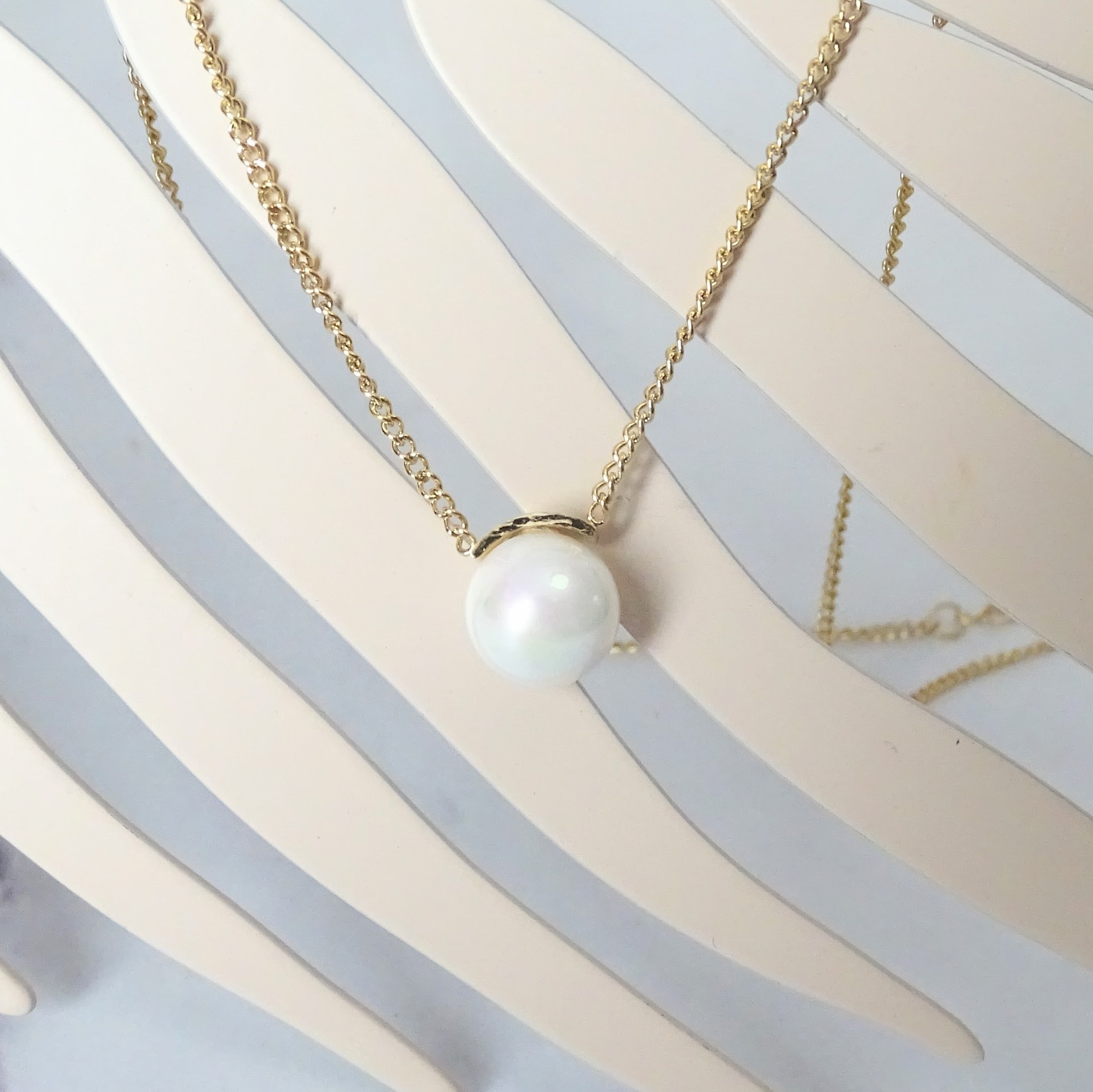 Collar Acero Inoxidable Perla Solitaria