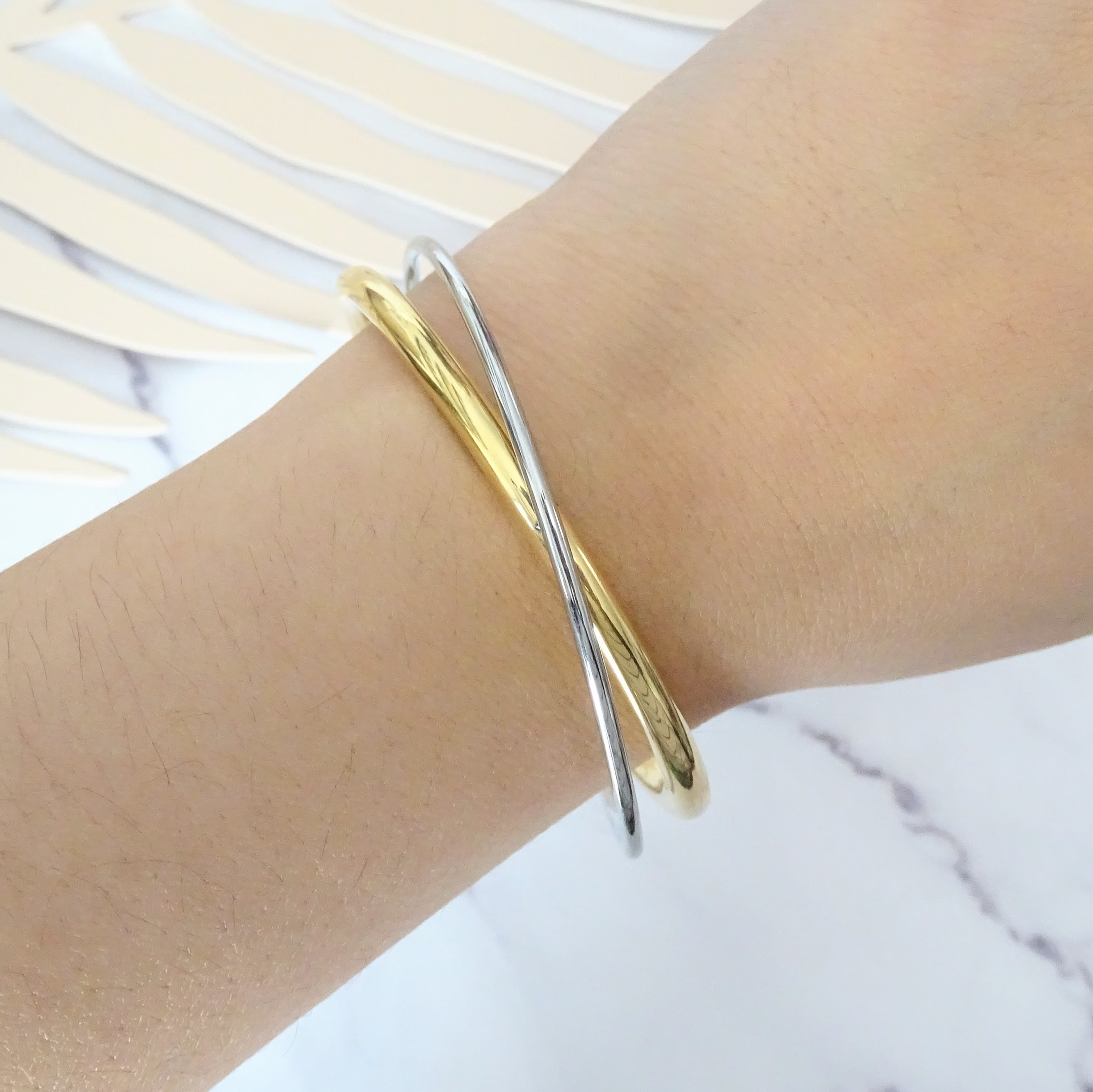 Aro Acero Inoxidable Bicolor Cruzado