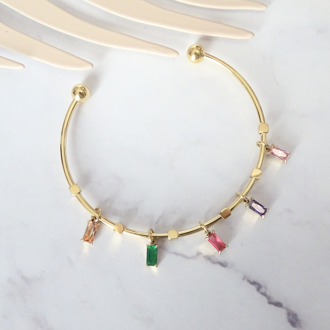 Aro Acero Inoxidable Cristales Baguette Colores