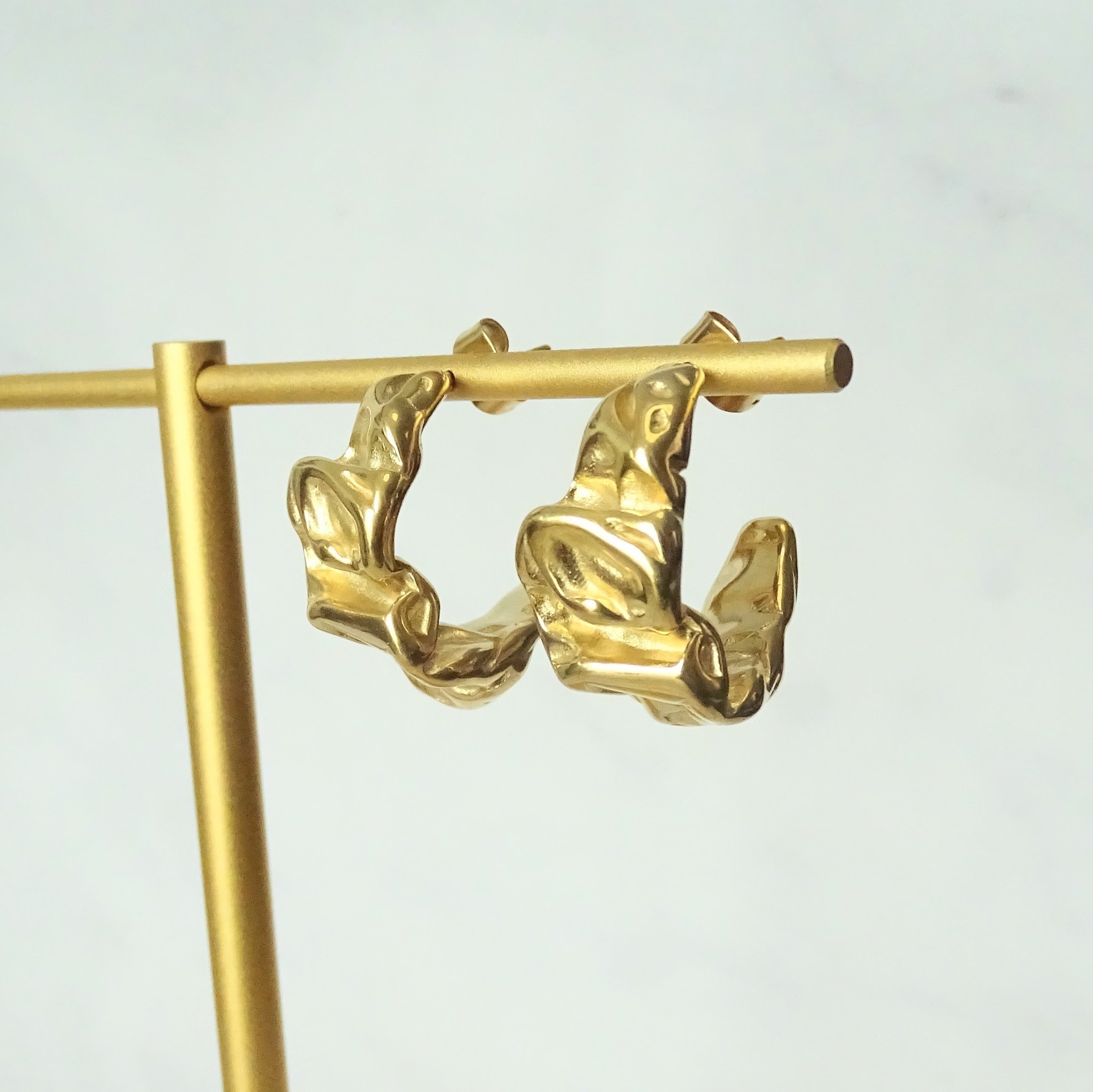 Aretes Acero Inoxidable Liston Ondas Chico