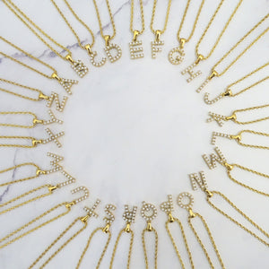 Collar Acero Inoxidable Torsal con Inicial Perla