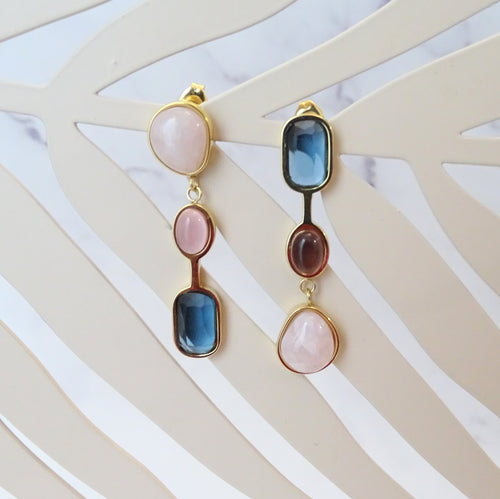 Aretes Acero Inoxidable Triple Multicolor