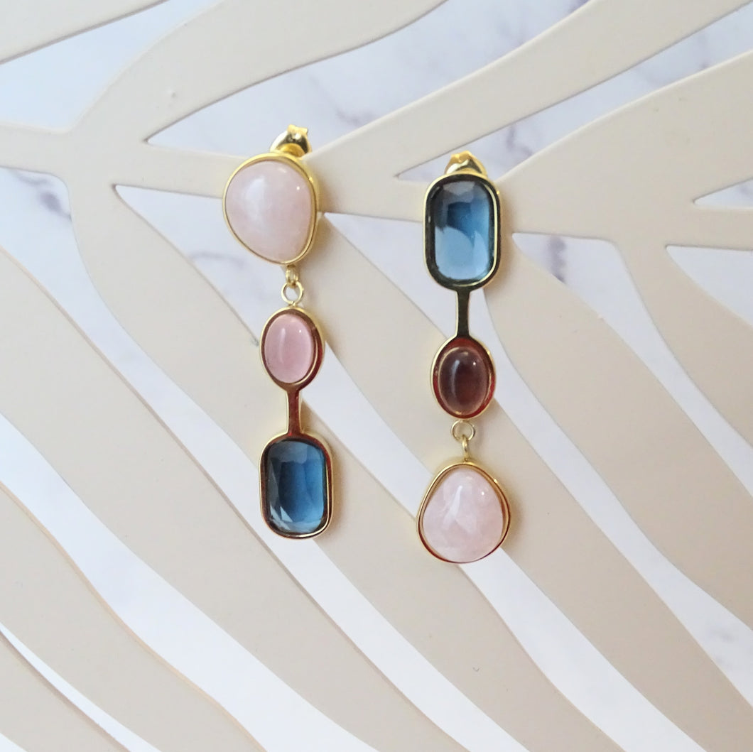 Aretes Acero Inoxidable Triple Multicolor