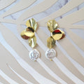 Aretes Acero Inoxidable Flor y Perla