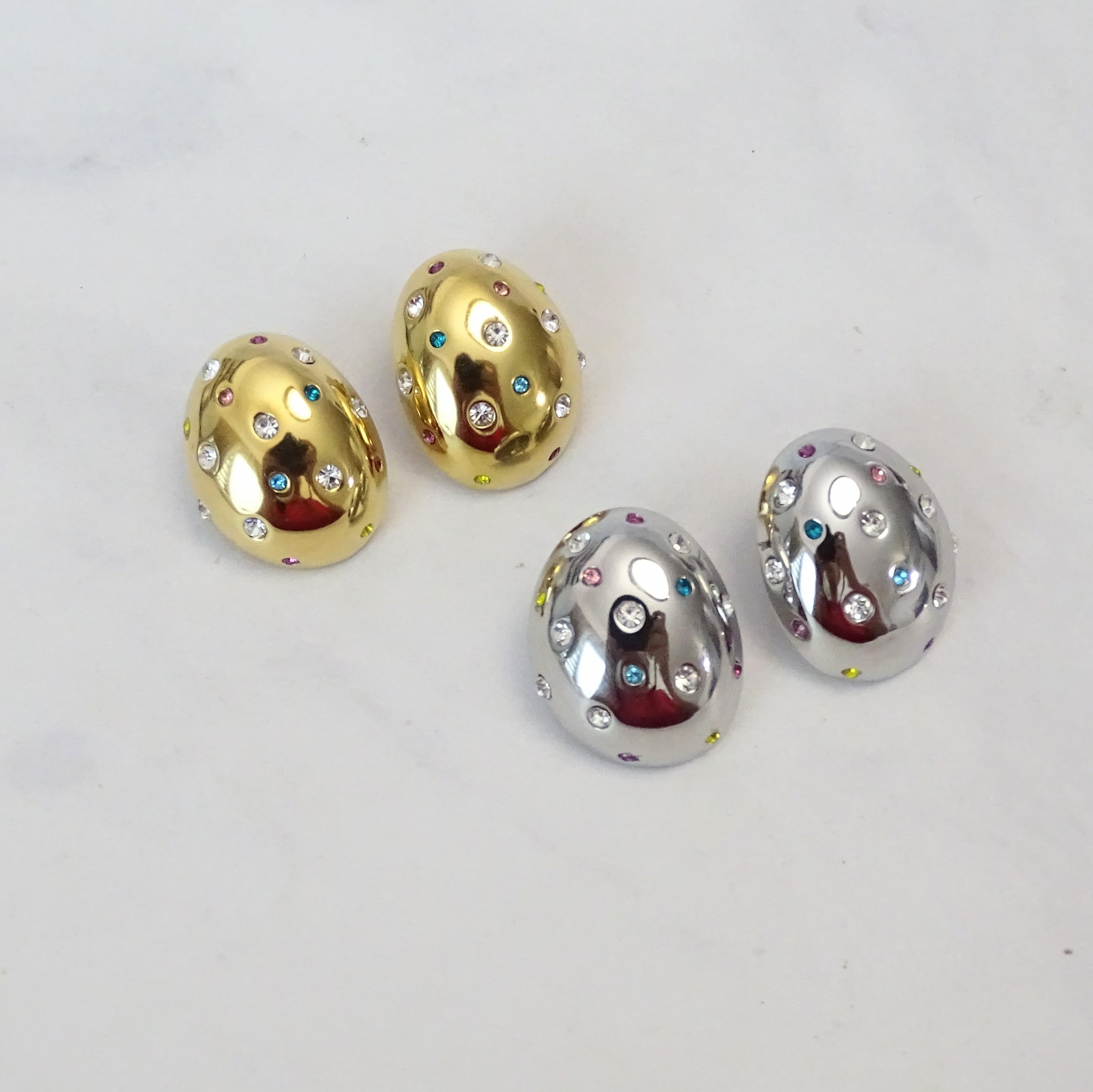 Aretes Acero Inoxidable Stud con Crist Colores