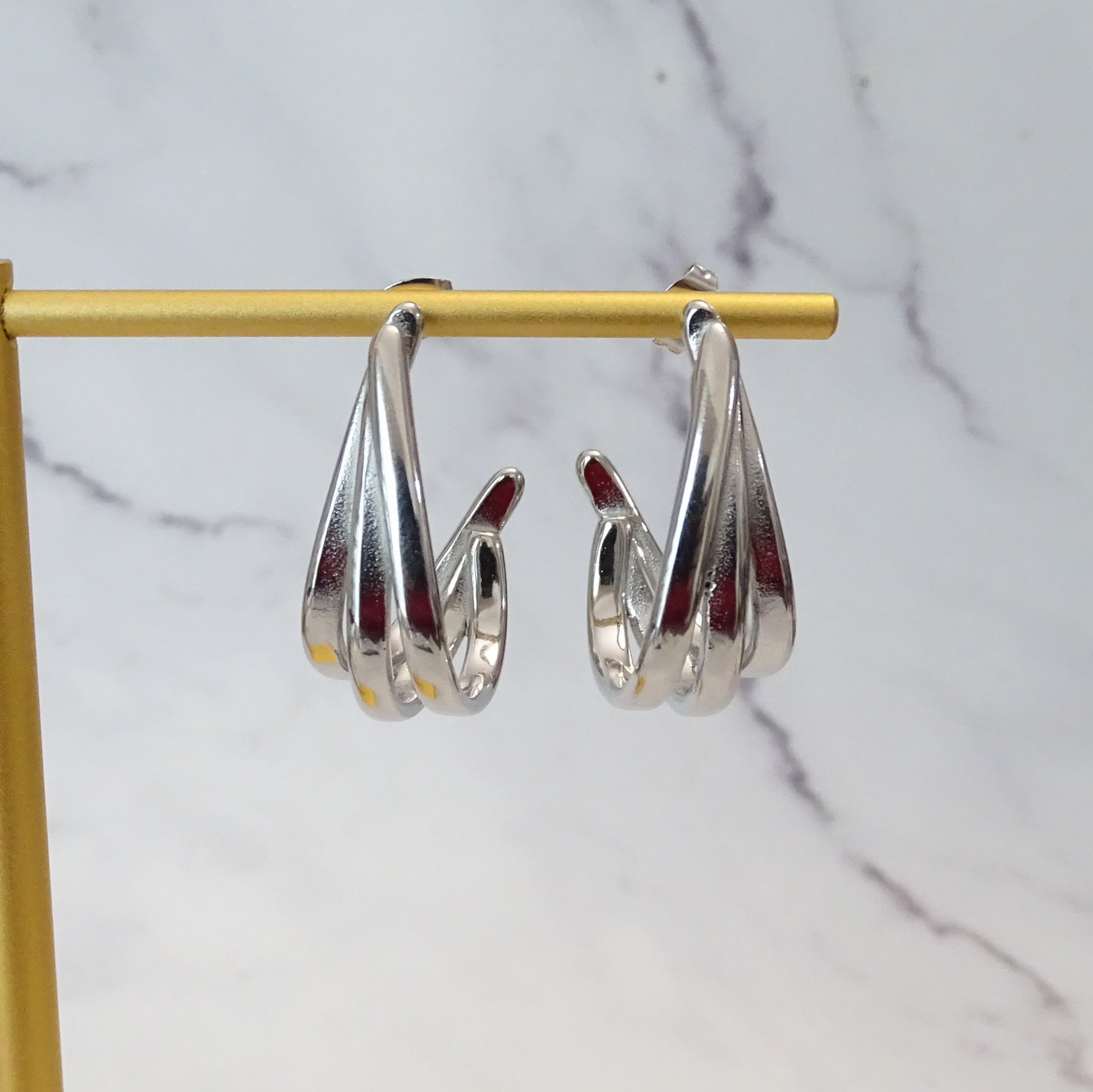 Aretes Acero Inoxidable Triple Curva