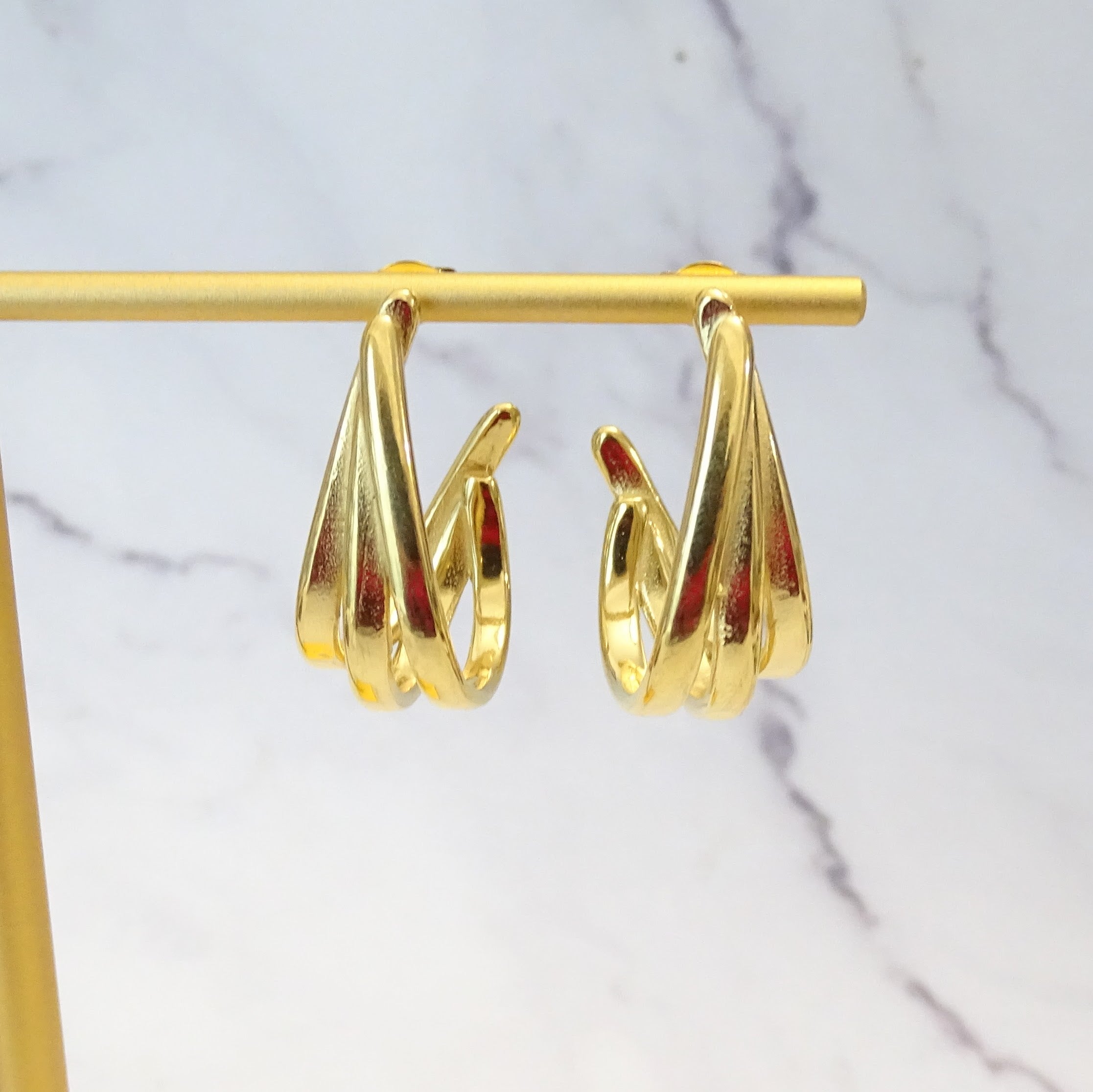 Aretes Acero Inoxidable Triple Curva