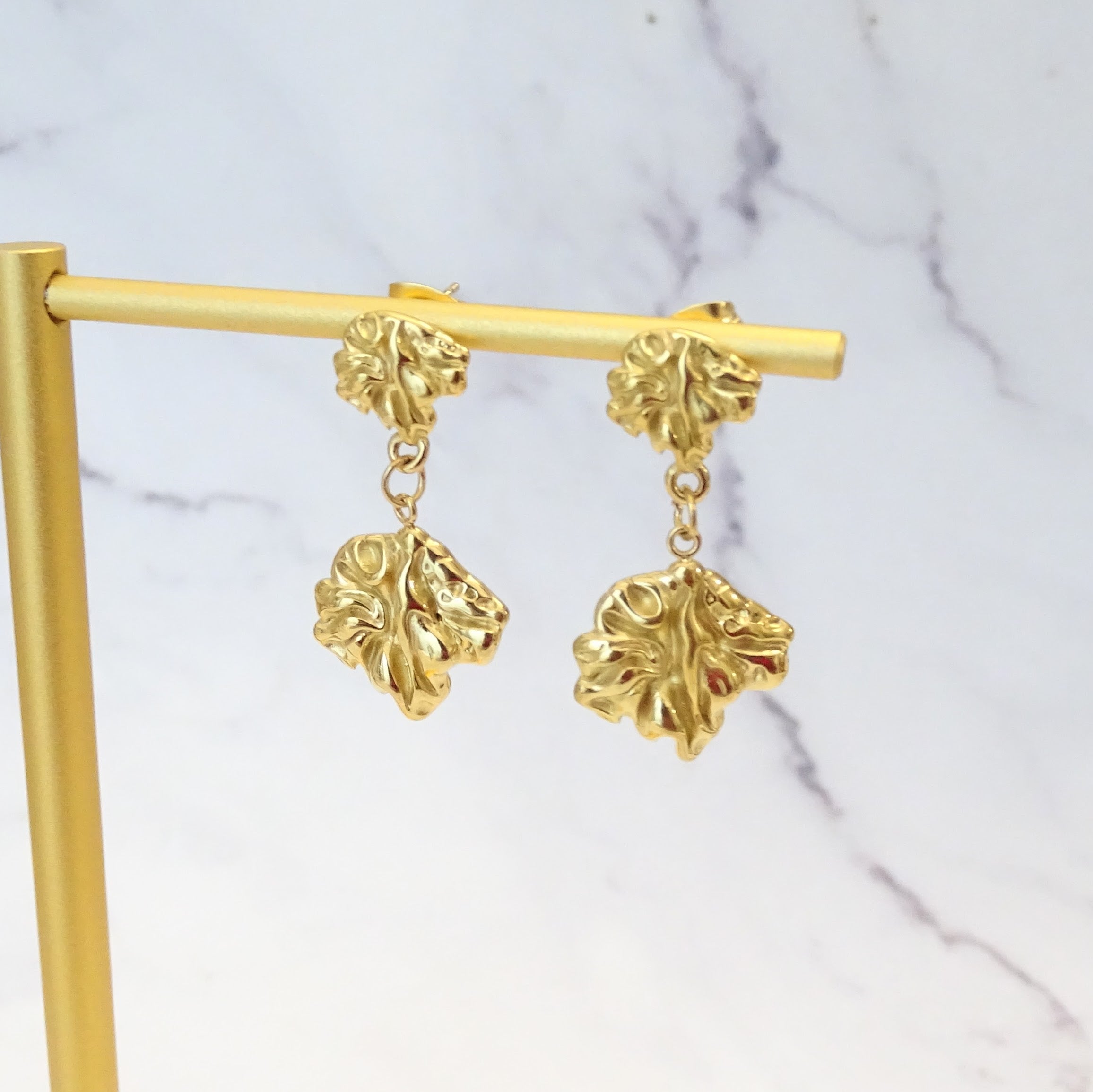 Aretes Acero Inoxidable Doble Fruncido