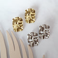 Aretes Acero Inoxidable Rectangulo Arrugado