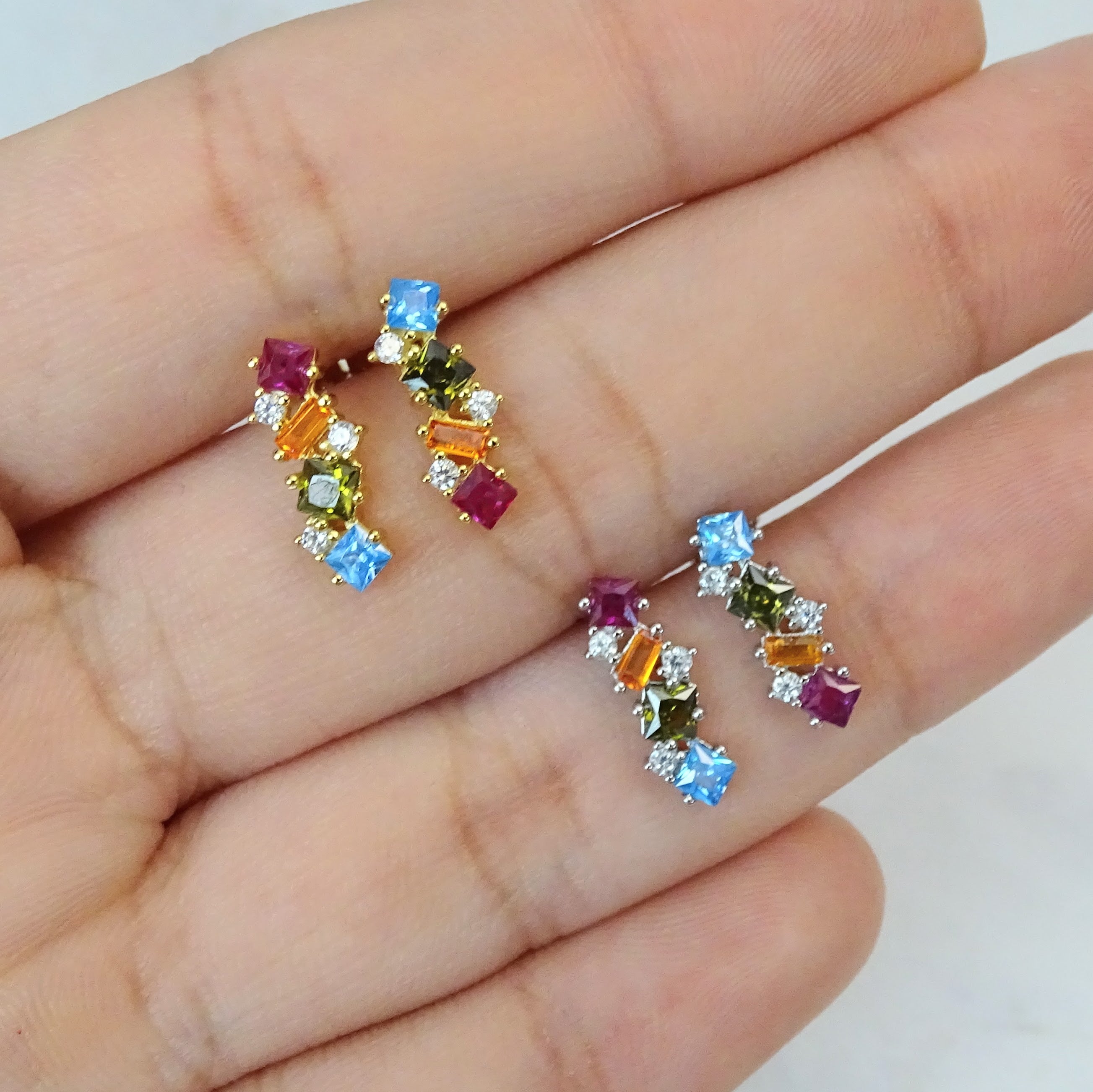 Aretes Plata 925 con Chapa de Oro Colores