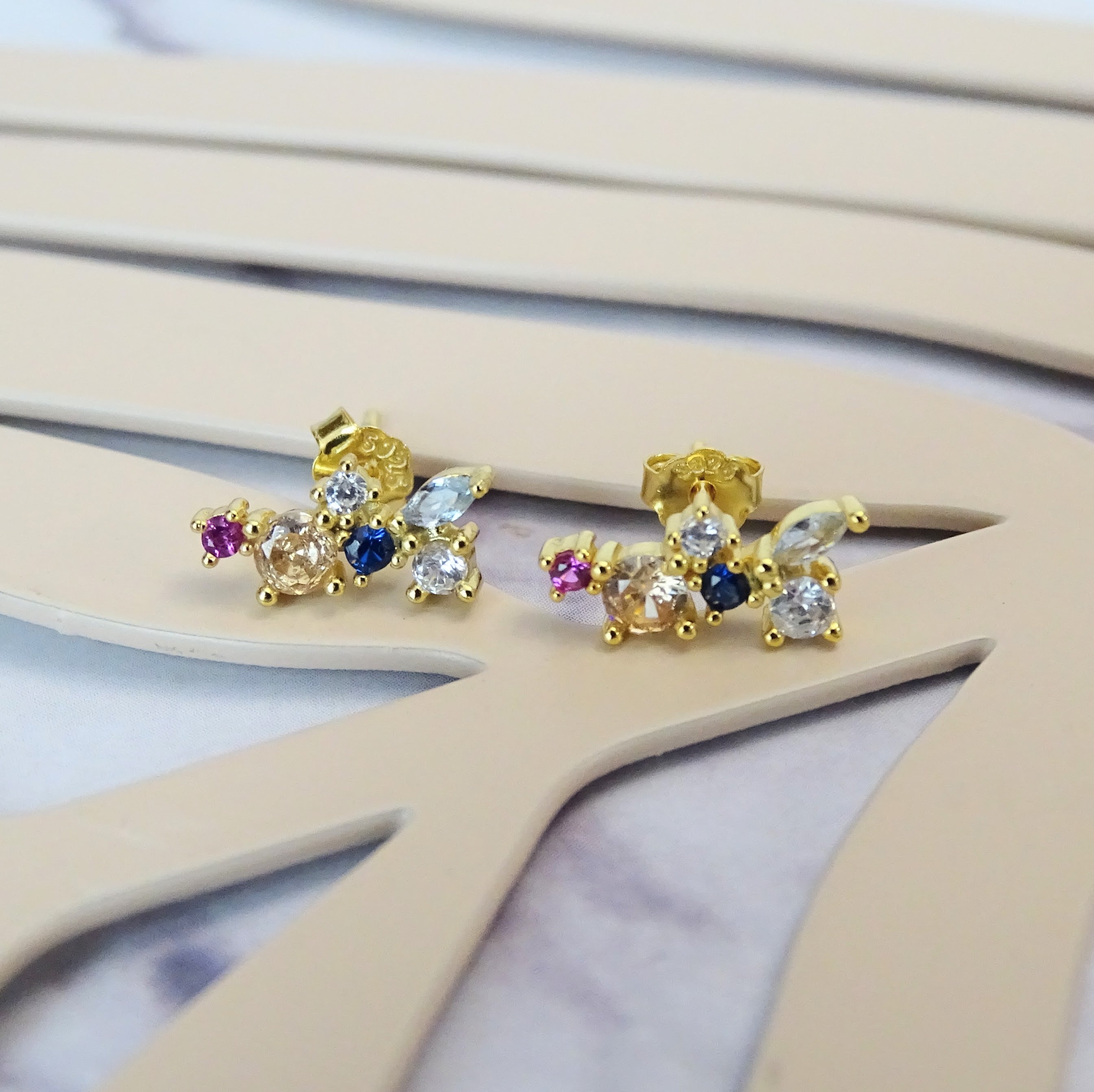 Aretes Plata 925 con Chapa de Oro con Largo Mini