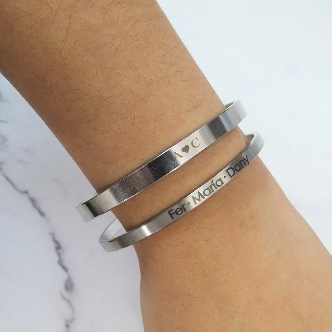 Brazalete Acero Inoxidable 4mm y 6 mm Personalizado (c/u)