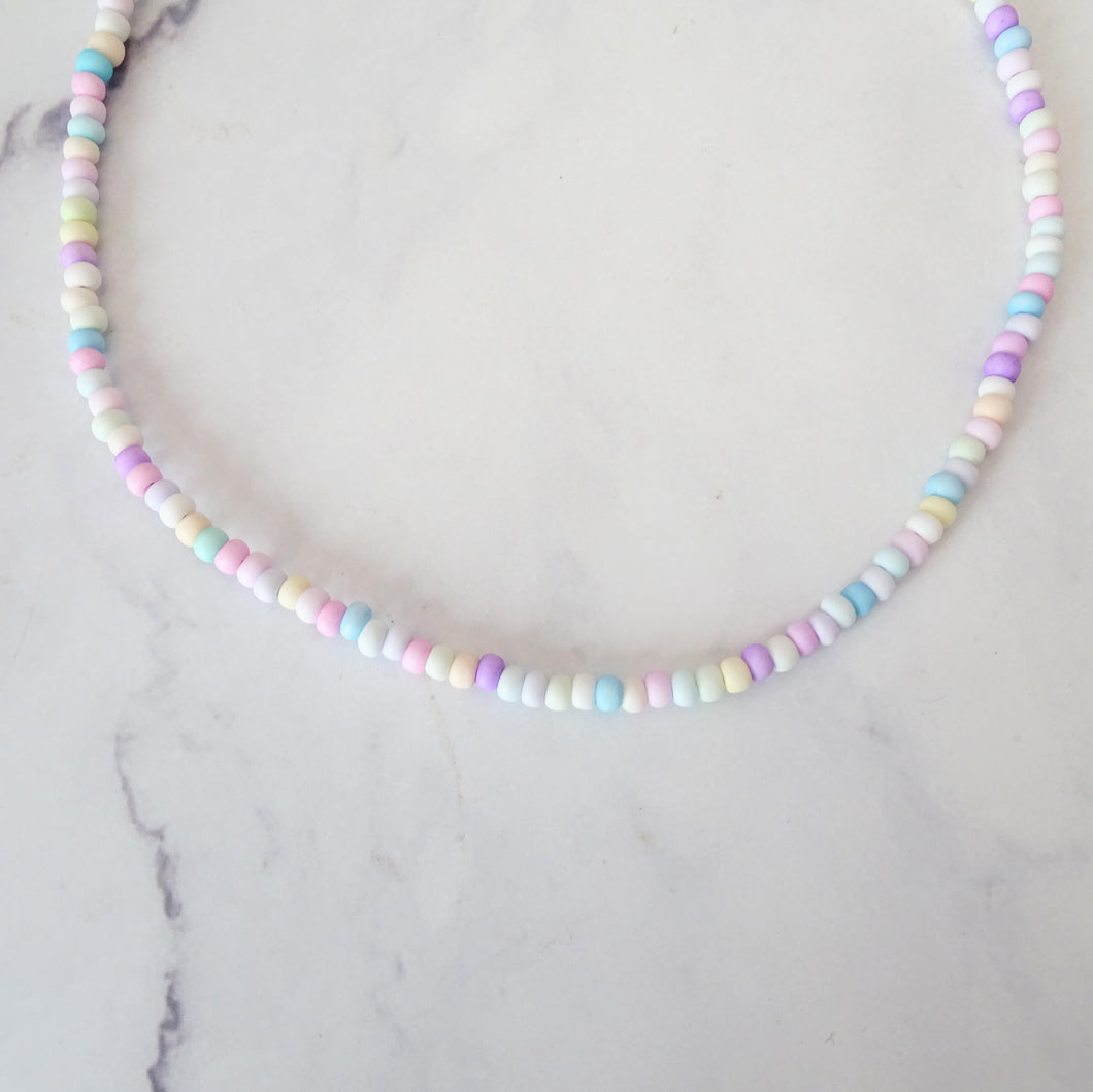 Collar Acero Inoxidable Chaquira Pastel