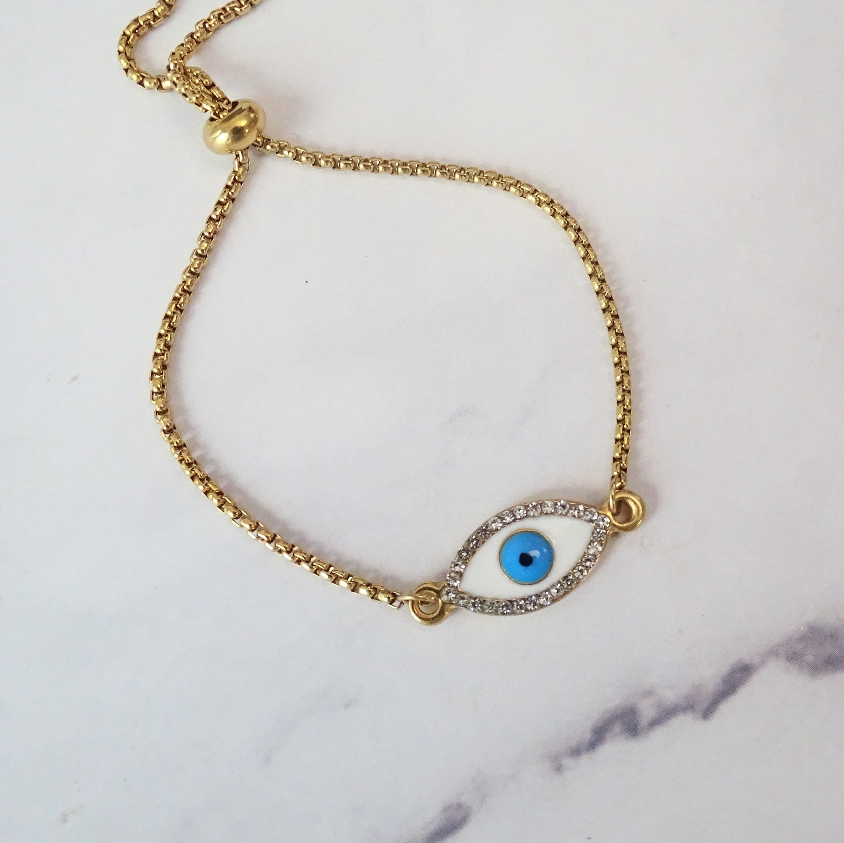 Pulsera Acero Inoxidable Ojo con Cristales