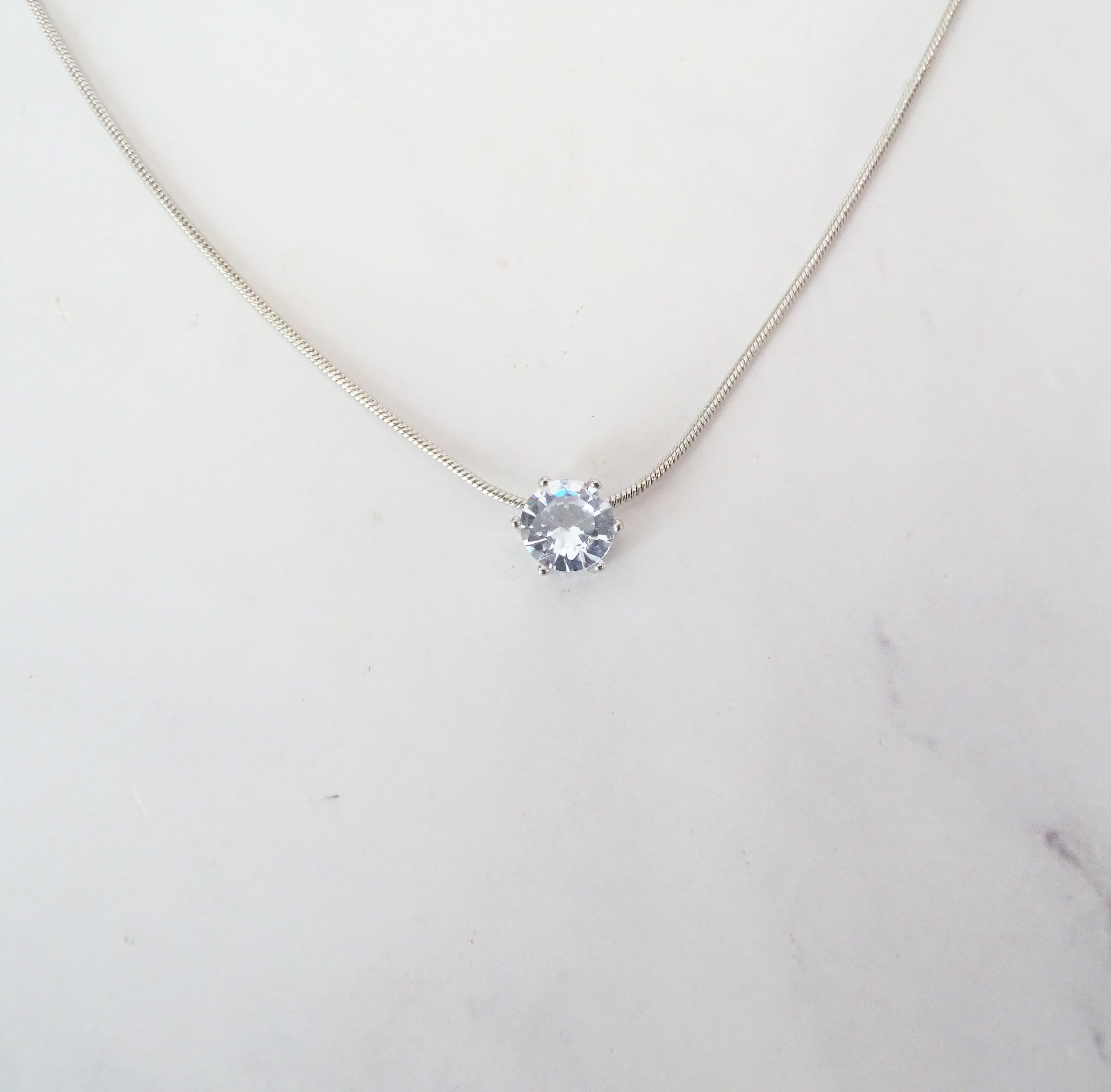Collar Rodio Cristal Solitario