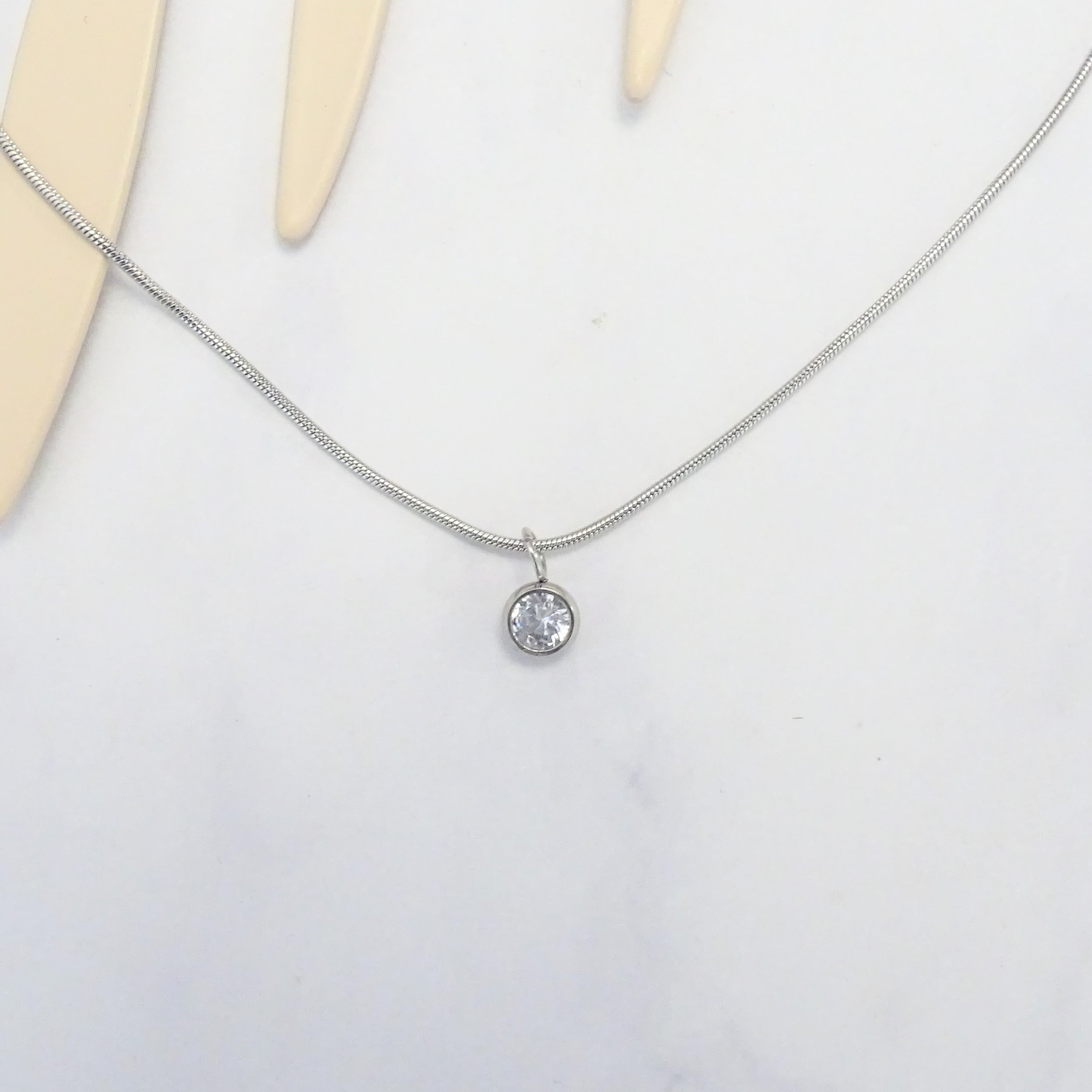 Collar Acero Inoxidable Cristal Bolita