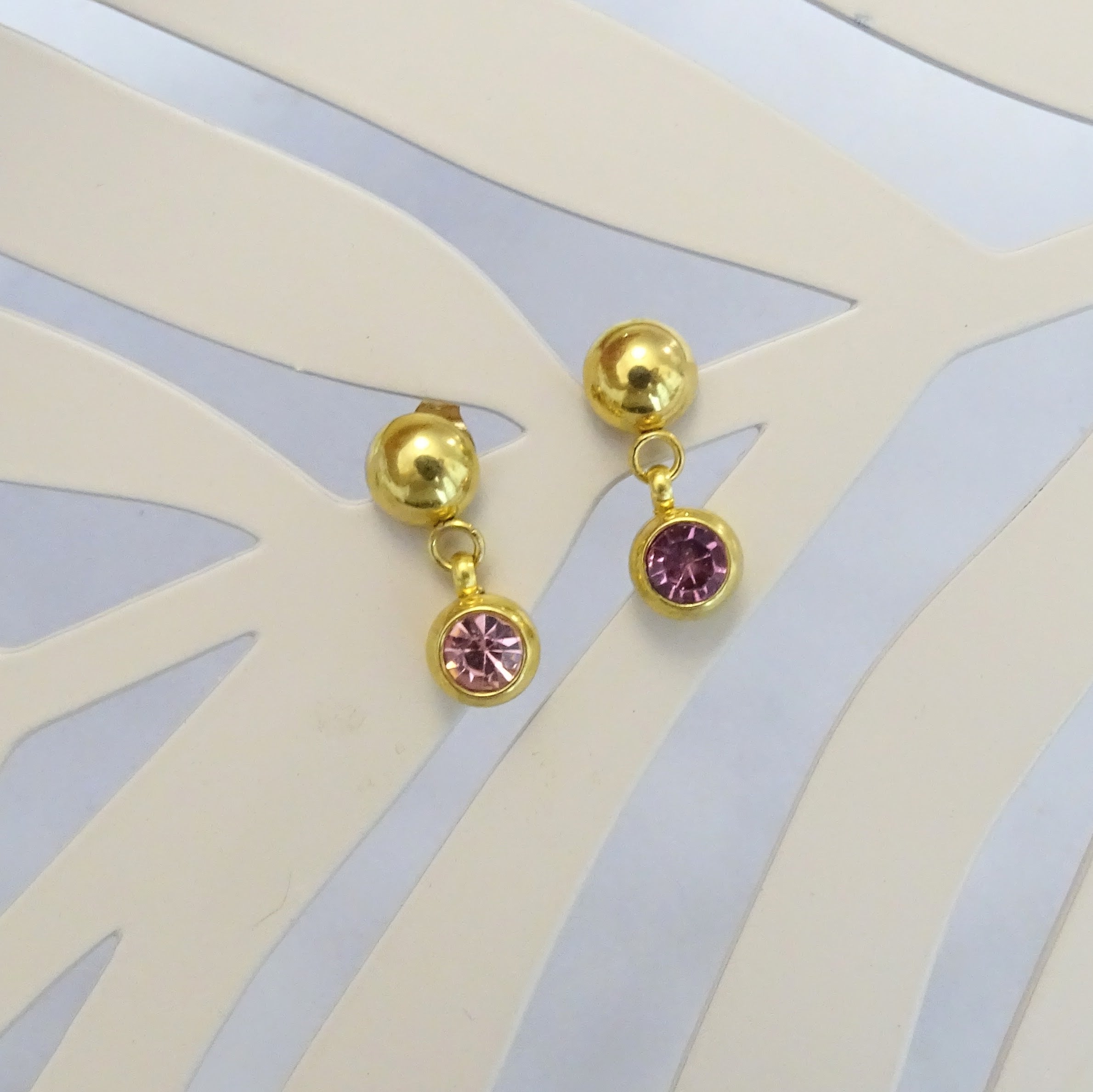 Aretes Acero Inoxidable Cristal Rosa