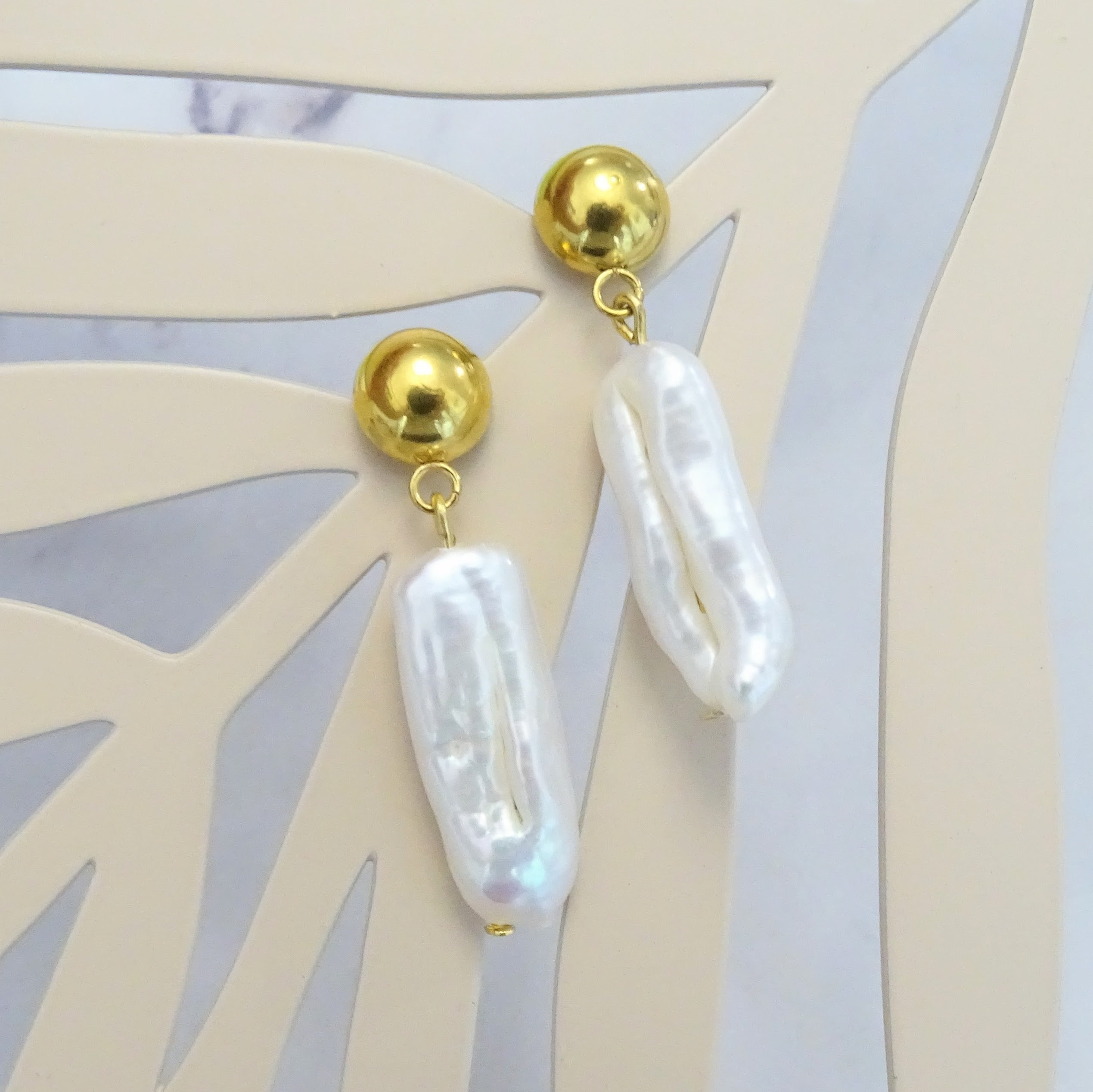 Aretes Acero Inoxidable Perla Barroca