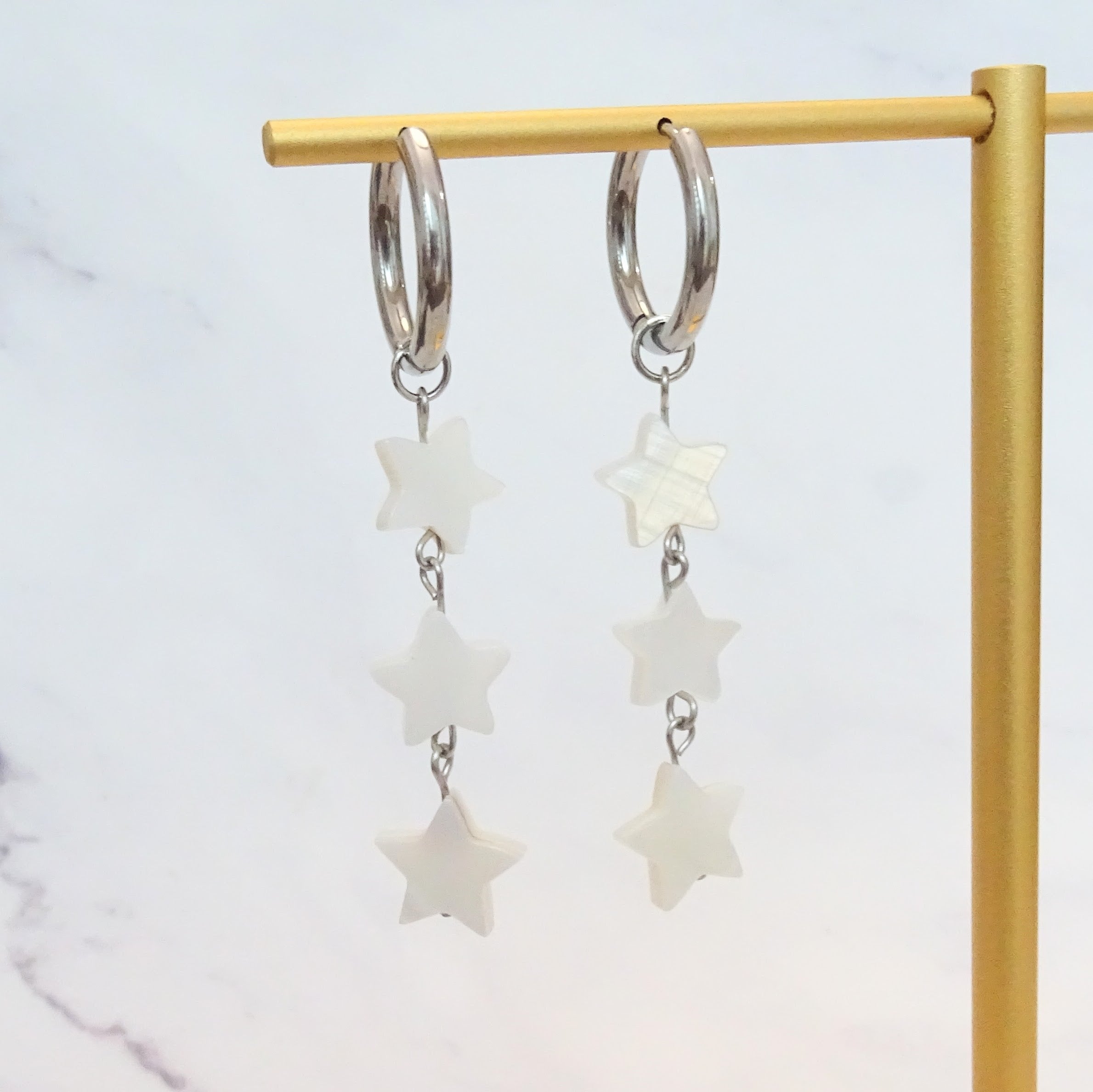 Aretes Acero Inoxidable Plateados Estrella