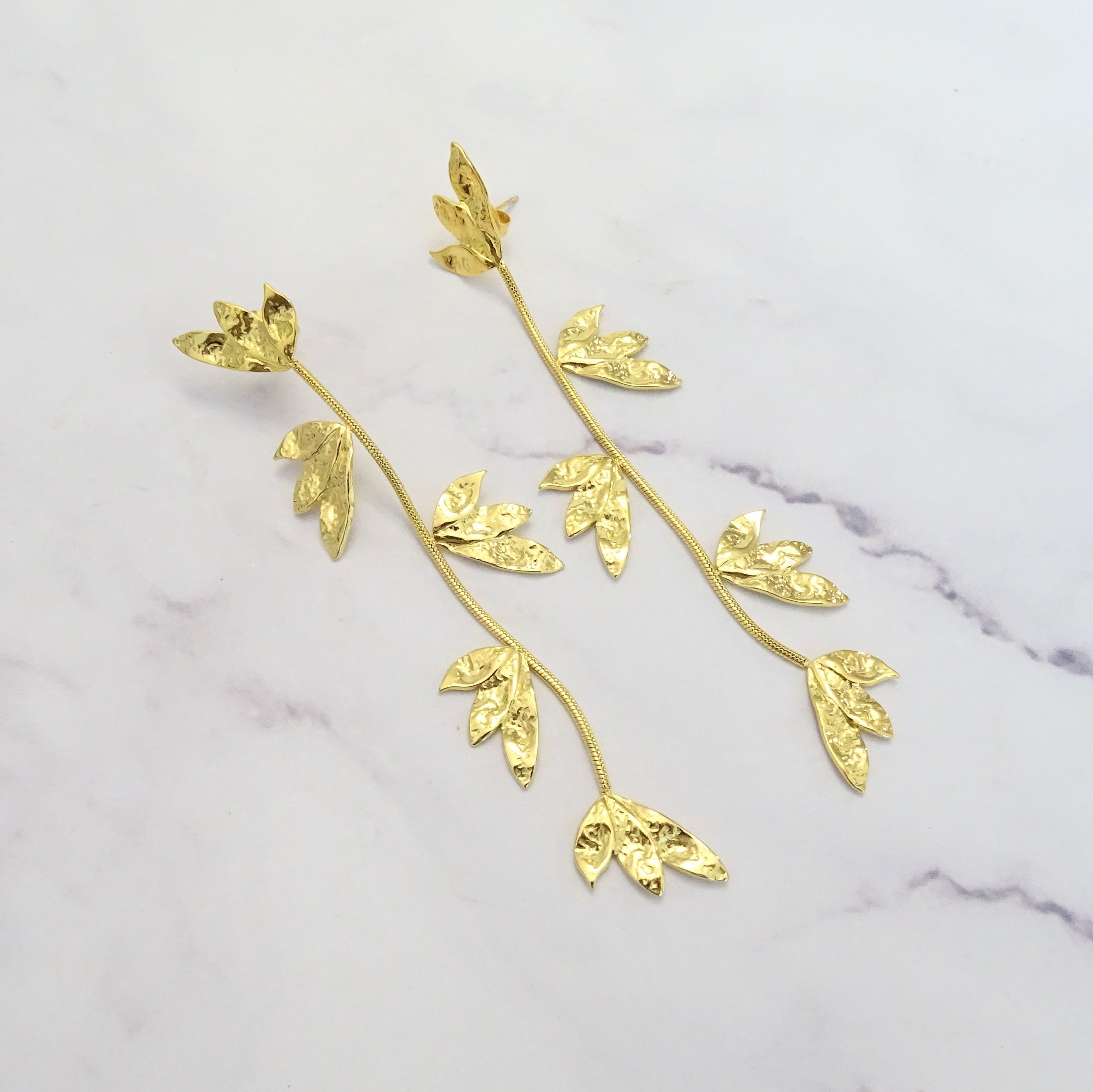 Aretes Acero Inoxidable Largos Hojitas