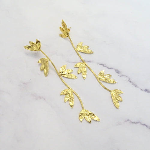 Aretes Acero Inoxidable Largos Hojitas