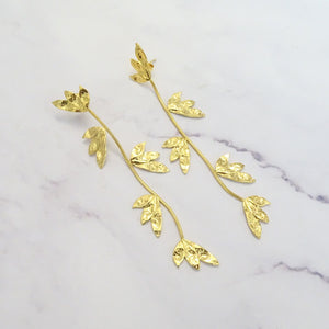 Aretes Acero Inoxidable Largos Hojitas