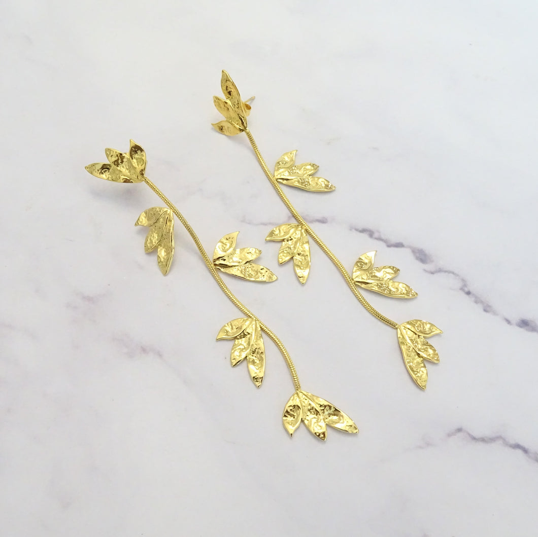 Aretes Acero Inoxidable Largos Hojitas