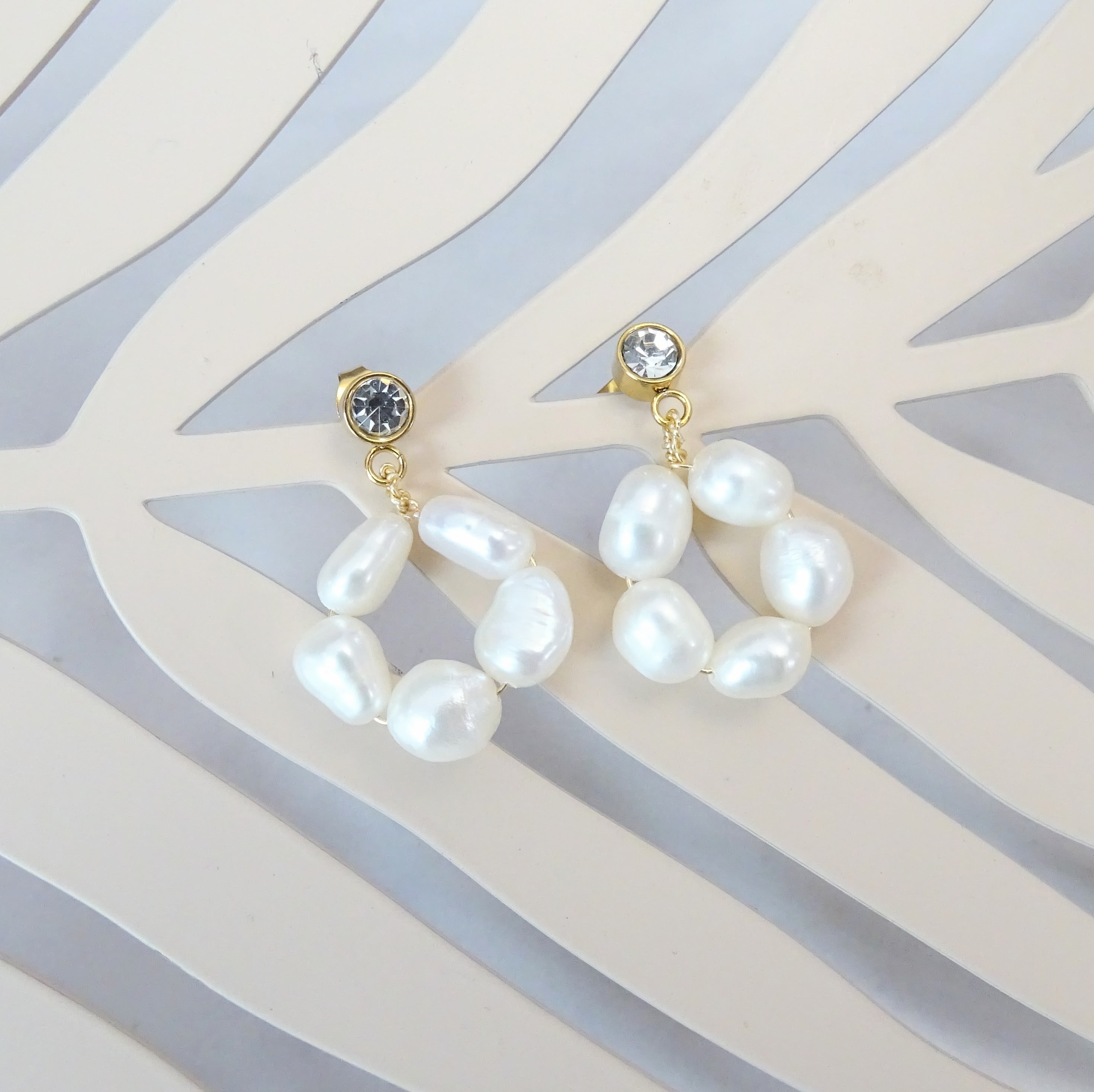 Aretes Acero Inoxidable Circulo Perlas Naturales