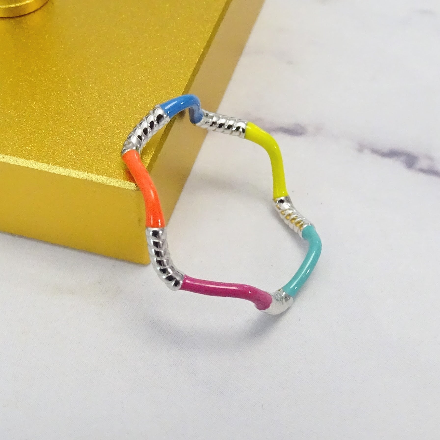 Anillo Plata 925 Ondulado Colores