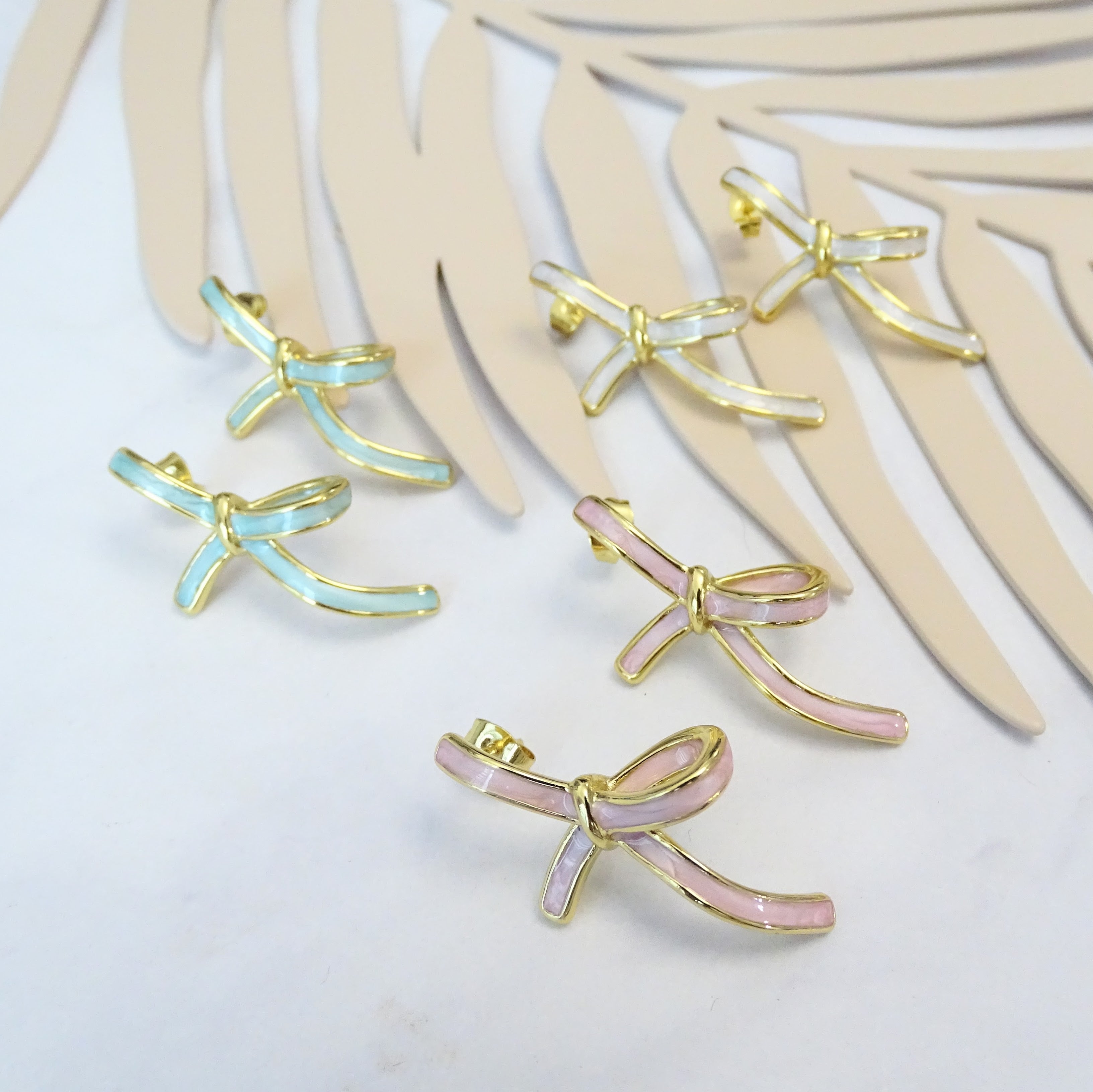 Aretes Acero Inoxidable Moño Color