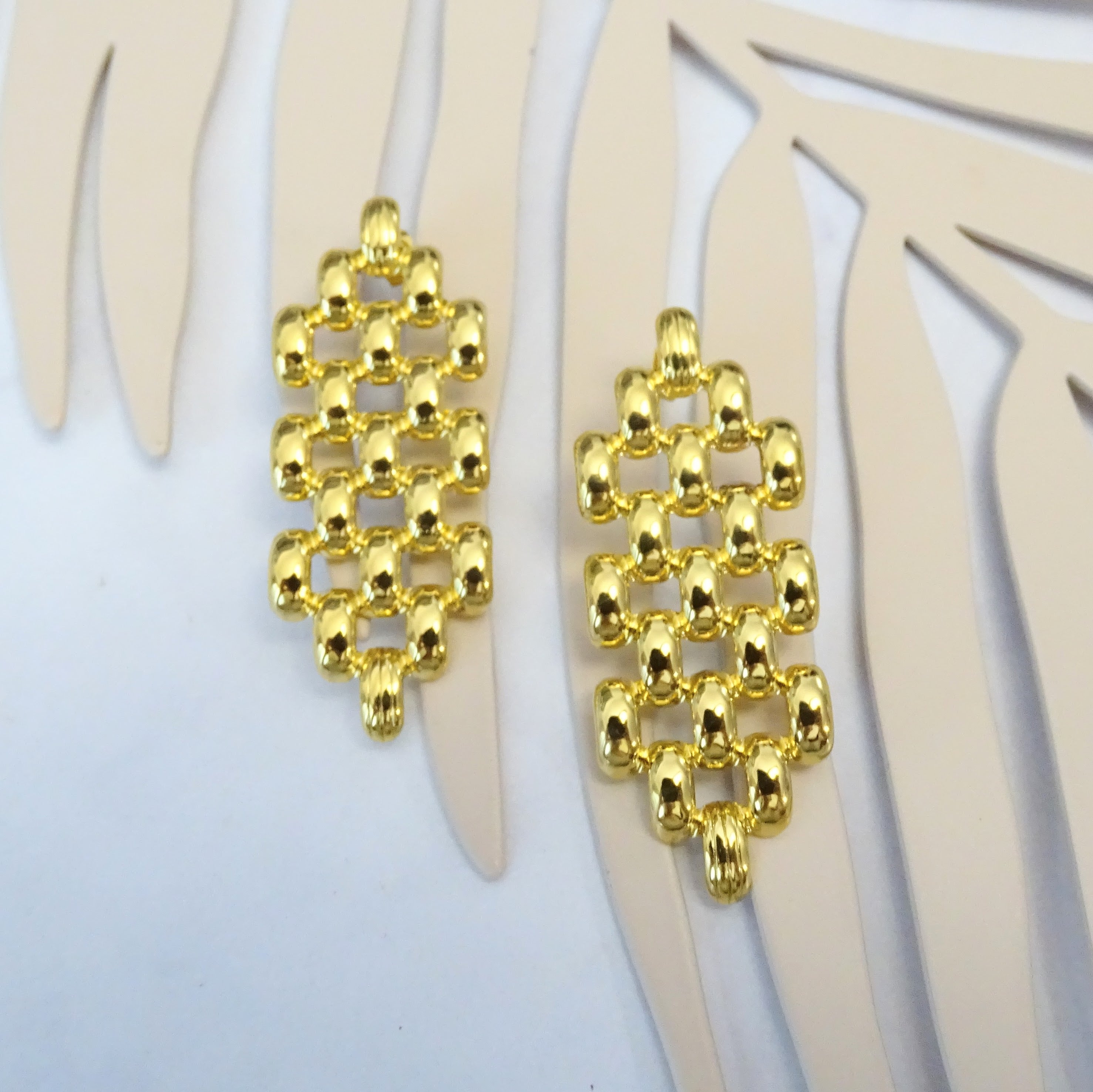 Aretes Acero Inoxidable Tejido Chevron