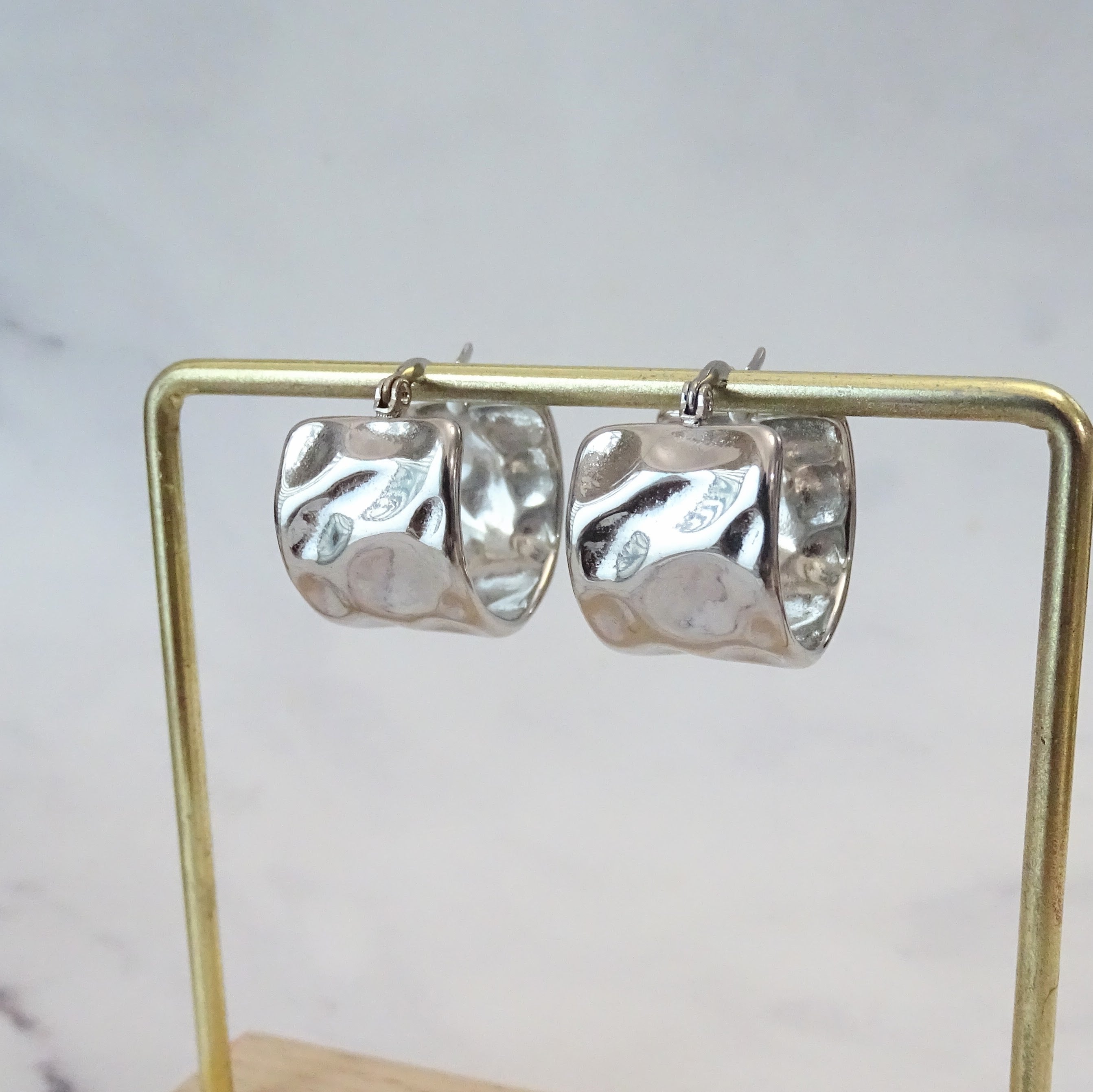 Arracadas Acero Inoxidable Gruesa Plana