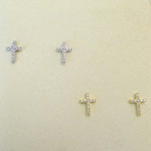 Aretes Plata 925 Cruz Mini