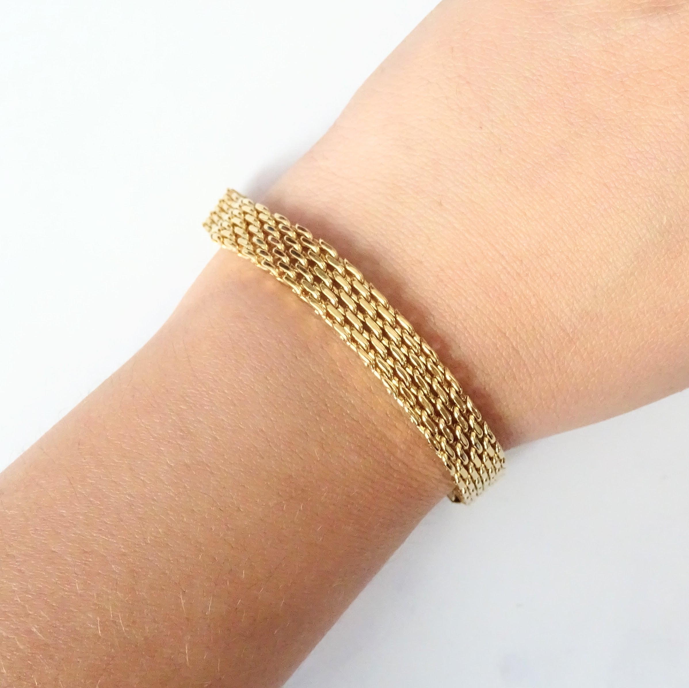 Pulsera Acero Inoxidable Trenzada Plana Mediana