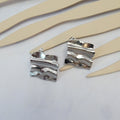 Aretes Acero Inoxidable Cuadro Ondulado Chico
