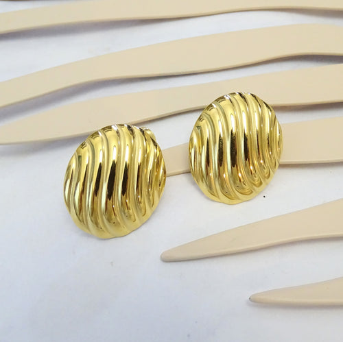 Aretes Acero Inoxidable Ovalo Rayas