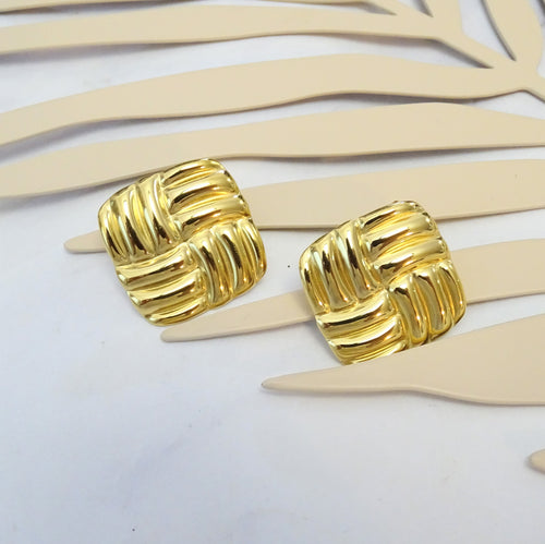 Aretes Acero Inoxidable Cuadro Rayas