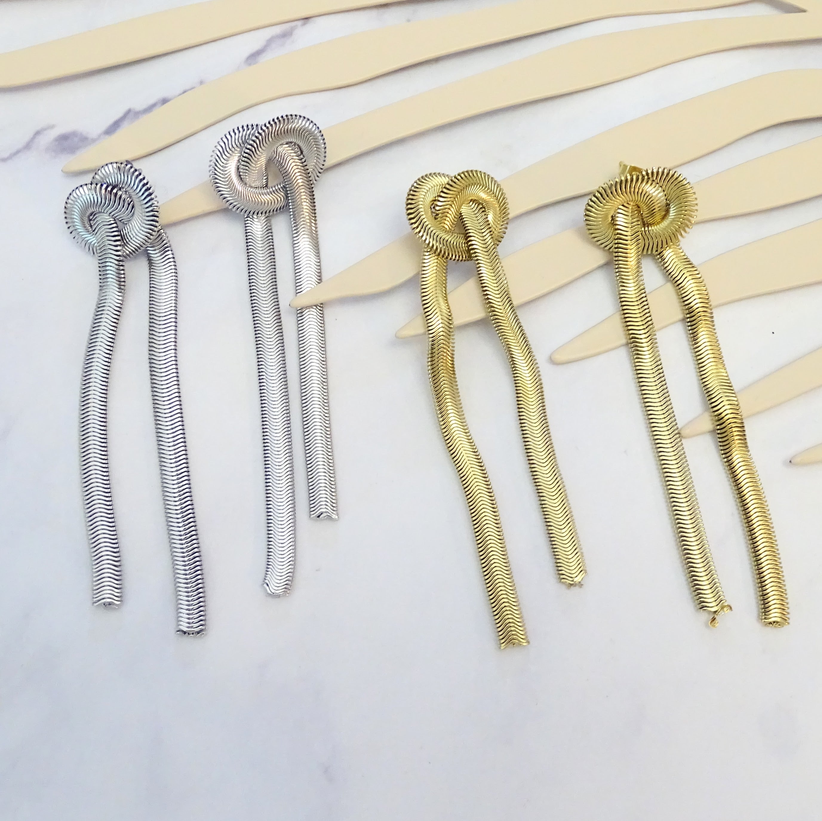 Aretes Acero Inoxidable Nudo Plano