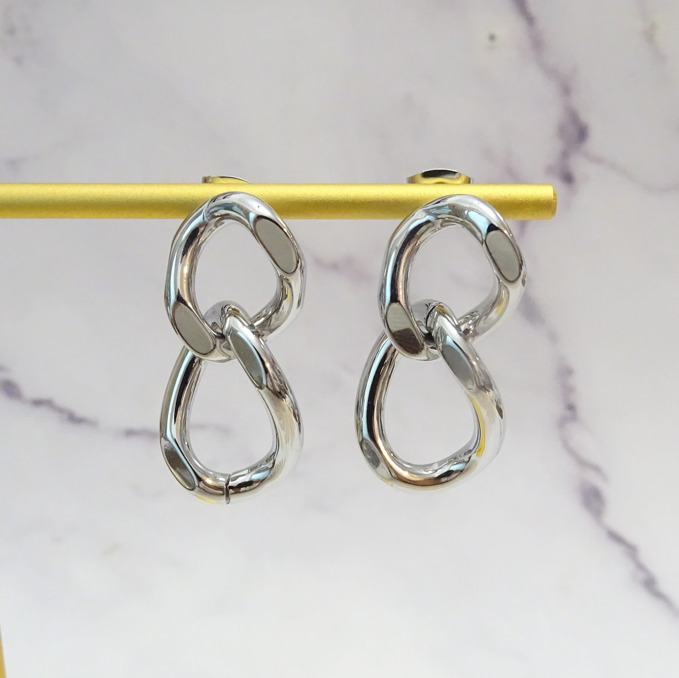 Aretes Acero Inoxidable Dos Eslabones